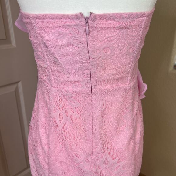 NWT Lovers + Friends Harris Pink Lace Strapless Midi Dress. - Picture 7 of 10